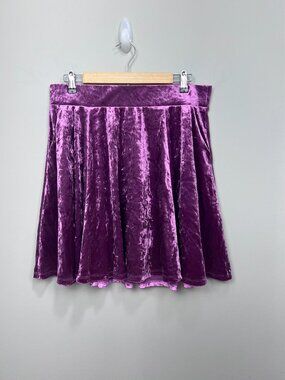 Torrid Purple Crushed Velvet Skater Skirt Size 0 Large Flare Stretch Rush Skirt